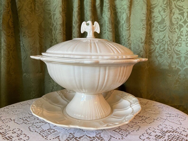 Vintage Ironstone Lane & Co. Soup Tureen, Eagle and Stars Motif, With