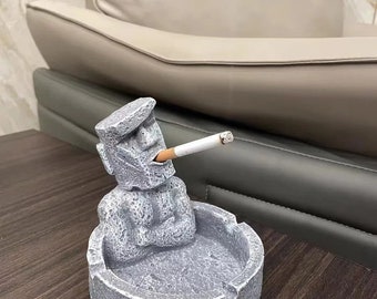 Ceramic Ashtray And Cigarette Smoking Figure Decoration For Any Home