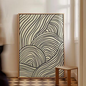 Minimalistische Linien Kunst, Neutral Beige druckbare Kunst, Abstrakte Linie Zeichnung Druck, Minimal Art Poster Moderner abstrakter Druck, Sofort-Download