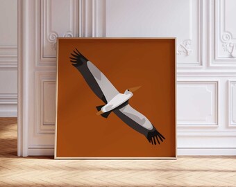 Lámina artística abstracta de aves: Póster minimalista moderno (Descarga digital)