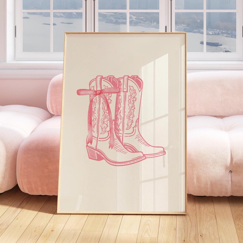 Pink Cowgirl Boots Wall Art - Etsy