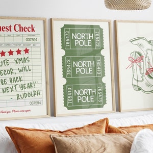 Coquette Christmas Print Set: North Pole Ticket, Cowgirl Boots (Digital Download)