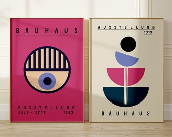 Bauhaus Wall Art Set of 2 - Bauhaus Eye Prints - Bauhaus Printable - Bauhaus Ausstellung Poster - Geometric Art - Bauhaus Digital Download