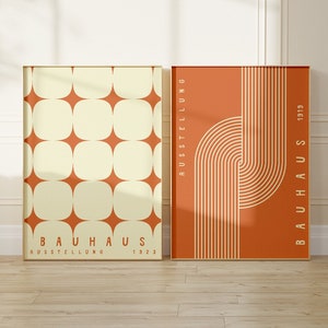 Set di poster stampabili Bauhaus di 2 - Set di stampe moderne di metà secolo - Download digitale Bauhaus Wall Art - Set di 2 stampe - Arte della parete geometrica