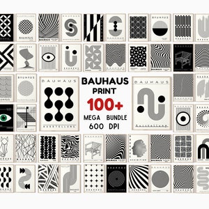 100+ Bauhaus Poster Prints - Schwarz Weiß Bauhaus Wanddrucke - Geometrischer Druck - Galerie Wand Set - Boho Wand Kunst - Büro Wand Dekor