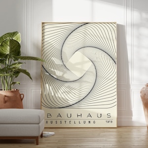 Póster imprimible de Bauhaus - Impresión moderna de mediados de siglo - Póster de diseño de línea Bauhaus - Arte mural Bauhaus - Arte geométrico - Impresiones de arte negro