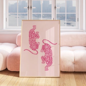 cheetah animal print, preppy wall art, preppy dorm room decor, aesthetic wall art prints, Pink trendy maximalist wall art dopamine decor