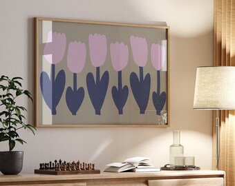 Matisse Inspired Print: Pink Abstract Botanical Boho Art (Digital Download)