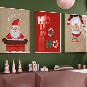 Christmas Printable Art Set of 3 Wall Art Vintage Santa Print Christmas Poster Christmas Quote Xmas Home Decor Holiday Print Set