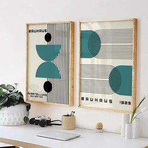 Bauhaus Printable Poster Set of 2 Mid Century Modern Print Set Digital ...