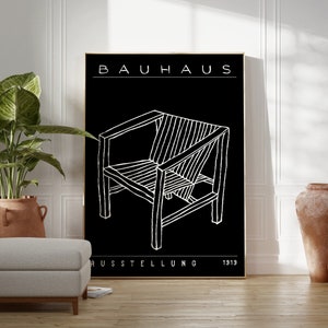 Bauhaus Chair Poster: Black Geometric Line Art (Digital Download)