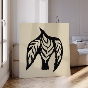 Abstrakter Vogel und Botanica Wand Kunst Druck - Quadratische druckbare Wandkunst - Moderner Vogel Druck Poster - Abstraktes minimalistisches digitales Poster