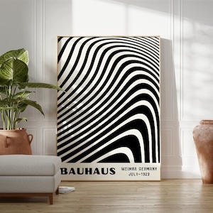 Cartel imprimible Bauhaus - Impresión moderna de mediados de siglo - Cartel de diseño de línea Bauhaus - Arte de pared Bauhaus - Arte geométrico - Impresiones de arte negro