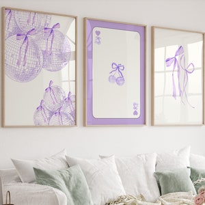 Conjunto de impresión de arcos lilas de 3- Disco ball Prints- cartel preppy- síndrome de la chica afortunada de la tarjeta as - decoración del apartamento universitario - estética de la habitación femenina