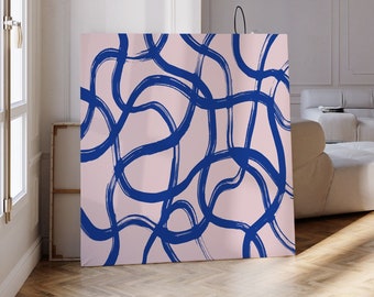 Blue Abstract Lines Art Print: Minimalist Modern Decor (Digital Download)