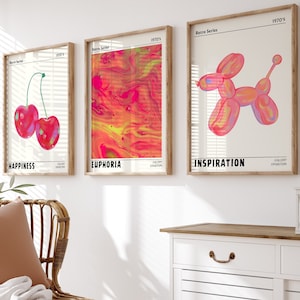 Retro Wall Art Set of 3 Prints - Trendy Holographic Set - Retro Abstract Colorful Gradient Poster - Aesthetic Print - Trendy Euphoria Print
