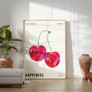 Cherries Print Y2k Print - Maximalist Room Decor Poster - Trendy Wall Art Digital Download - Retro Preppy Wall Decor - Trendy Cherry Poster
