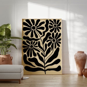 Póster de flores retro, arte de pared, arte de pared retro de los años 70, impresión estética de Matisse, arte de pared moderno, carteles fantásticos de los años 70, arte impreso, descarga