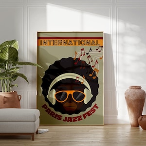 Jazz Festival Printable Wall Art, Mid Century Modern Art Print, Music Wall Decor, Vintage Music Poster, Retro Jazz Music Print Digital