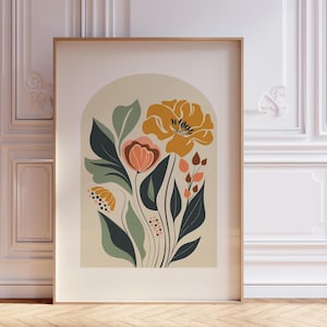 Boho Abstract Flowers Print Terracotta Prints Floral Wall Art Vintage Art Print Boho Printable  Flower Market Poster Watercolor Flower Print