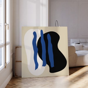 Schwarz weißer minimalistischer abstrakter druckbarer Wandkunst, quadratischer moderner Kunstplakat, übergroßer abstrakter Kunstdruck, großer abstrakter Druck