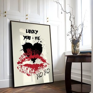 Arte da parete retrò alla moda, stampa estetica retrò alla moda, arte da parete con cuori, arte digitale divertente, poster Lucky You, arte da parete alla moda, poster Black Ace