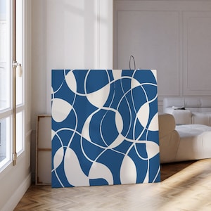 Blaue minimalistische abstrakte druckbare Wandkunst, quadratisches modernes Kunstplakat, Übergröße abstrakter Kunstdruck, großer abstrakter Druck, blaue Wandkunst