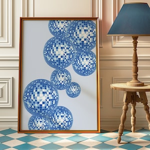 Navy Blue Wall Art Aesthetic Wall Art Trendy Wall Art Disco Wall Art Blue Art Prints Trendy Decor Girly Dorm Room Apartment Decor Blue Art