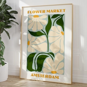 Flower Market Print  Trendy Floral Posters,  Botanical Wall Art, Colorful Flower Gallery Poster  Digital Download