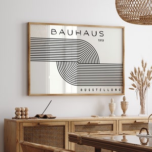Bauhaus Printable Poster - Mid Century Modern Print - horizontal Preppy Print - Digital Download Bauhaus Wall Art - Black Bauhaus Art Prints