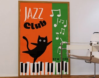 Retro Jazz Club Poster: Mid Century Modern Music Print (Digital Download)