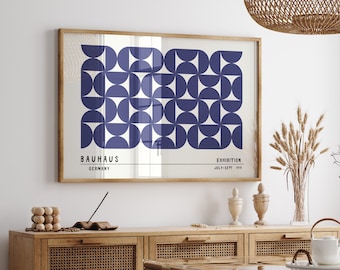 Blue Bauhaus Art Print: Mid Century Modern Wall Art (Digital Download