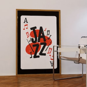 Jazz Festival Printable Wall Art, Mid Century Modern Art Print, Music Wall Decor, Vintage Music Poster, Retro Jazz Music Print Digital