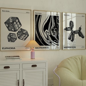 3er Set Print - Trendige Kunst Drucke - Retro Aura Farbverlauf Poster - Preppy Raum Dekoration - Retro Wand Kunst Geschenke für Sie