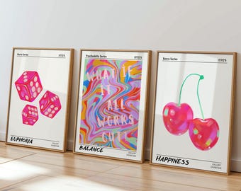 Retro Abstract Gallery Wall Art Set of 3: Aura Gradient Prints (Digital Download)