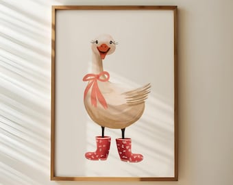 Duck in Boots Art Print, Nursery Decor, Playroom Artwork (Digital Download)