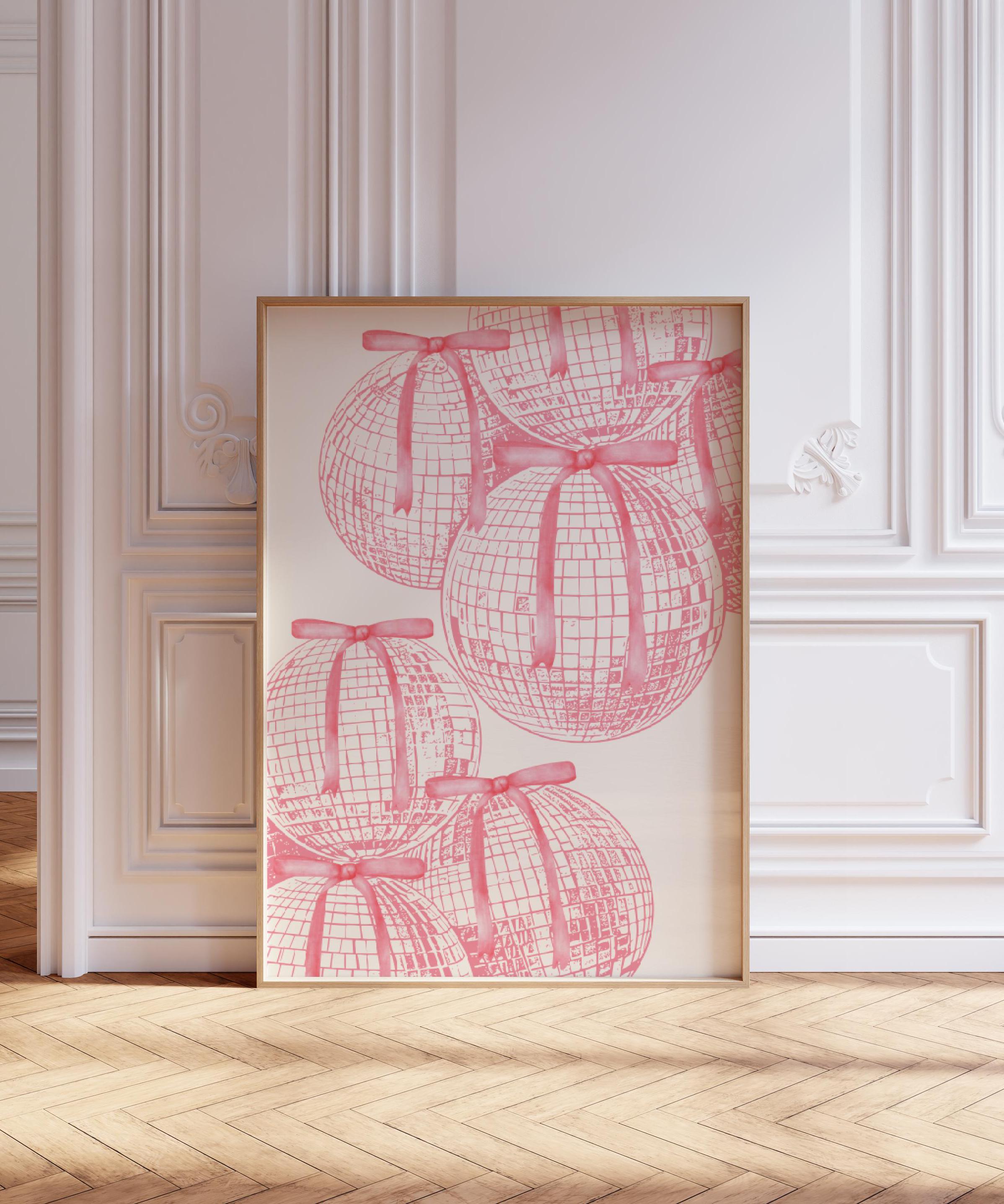 Fiocco rosa a forma di palla da discoteca PNG - Clipart di fiocchi finti con paillettes, sublimazione scintillante (download digitale) - Italia