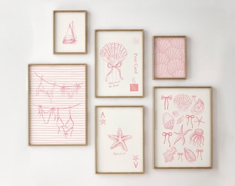 Coastal Beach Print Set: Trendy Seashell Wall Art (Digital Download)