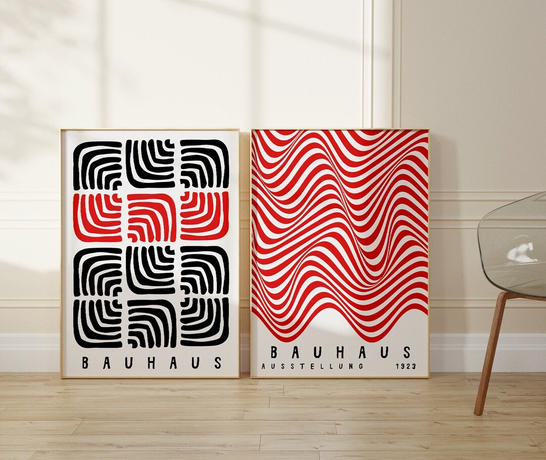 Affiche Murale Bauhaus Orange - Art Abstrait Géométrique, Moderne, Milieu De Siècle