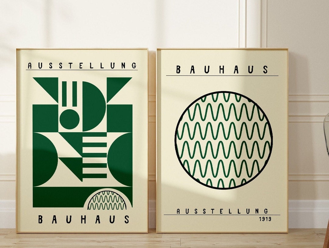 Bauhaus Printable Poster Set of 2 Mid Century Modern Print Set Digital ...
