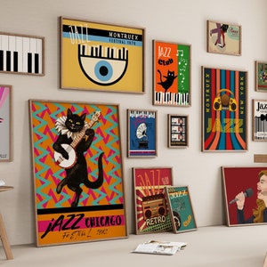 60+ Jazz Mega Bundle Gallery Wall Set, Jazz Festival Printable Wall Art, Music Wall Decor, Vintage Music Poster, Retro Jazz Music Print