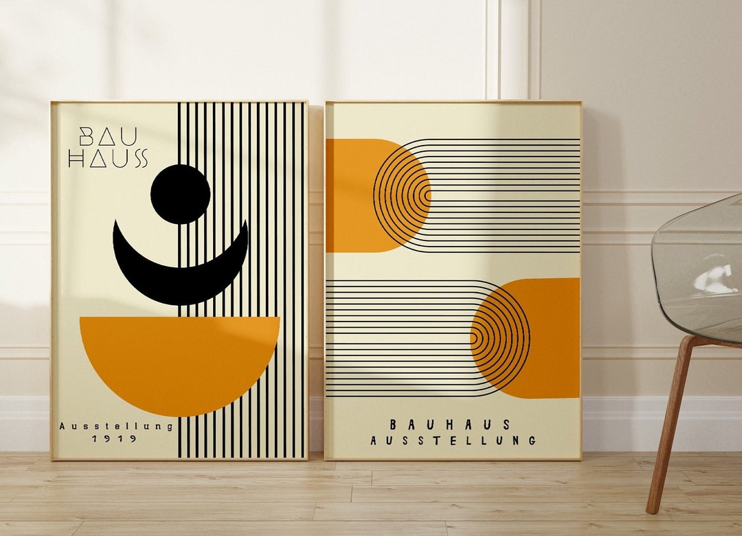 Bauhaus Printable Poster Set of 2 Mid Century Modern Print Set Digital ...