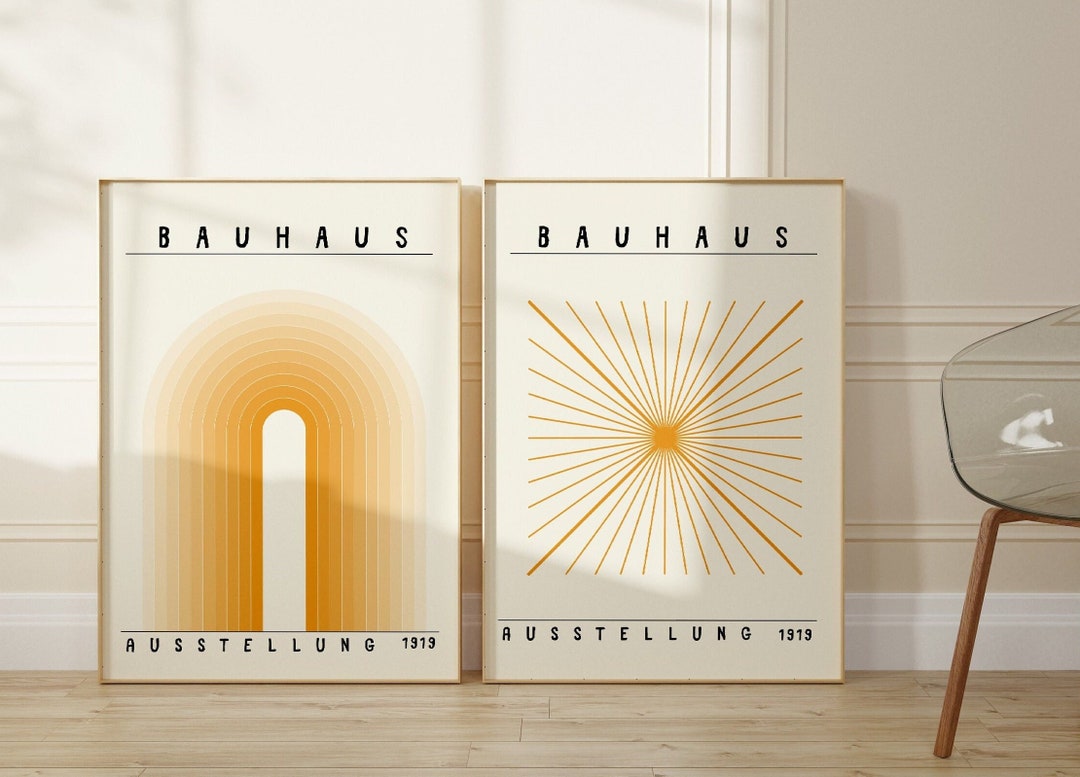 Bauhaus Printable Poster Set of 2 Mid Century Modern Print Set Digital ...