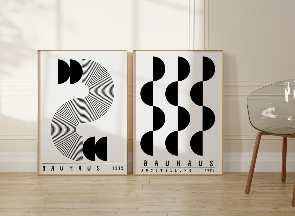 Bauhaus Printable Poster Set of 2 Mid Century Modern Print - Etsy