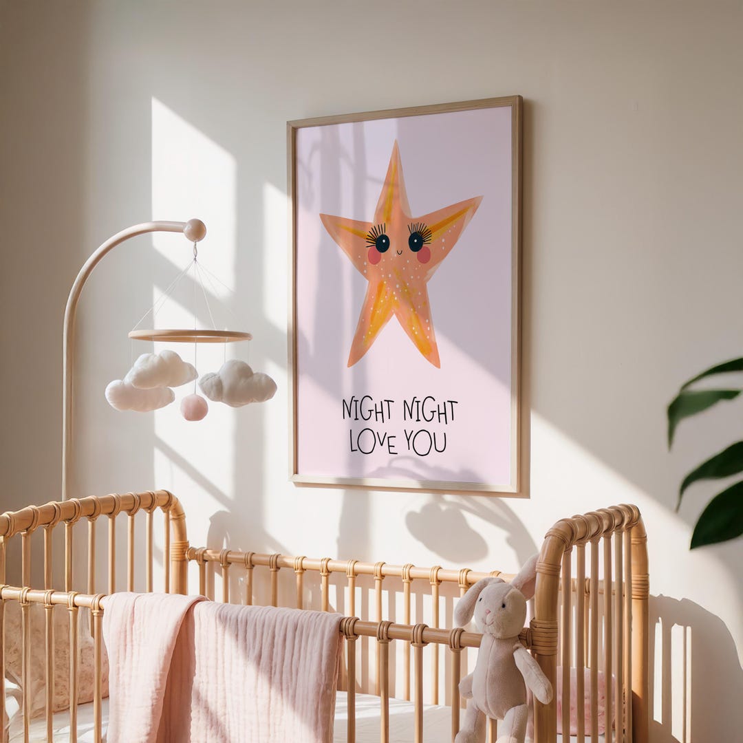 Star Nursery Print, Bedtime Poster, Baby Girl Room Decor (digital ...