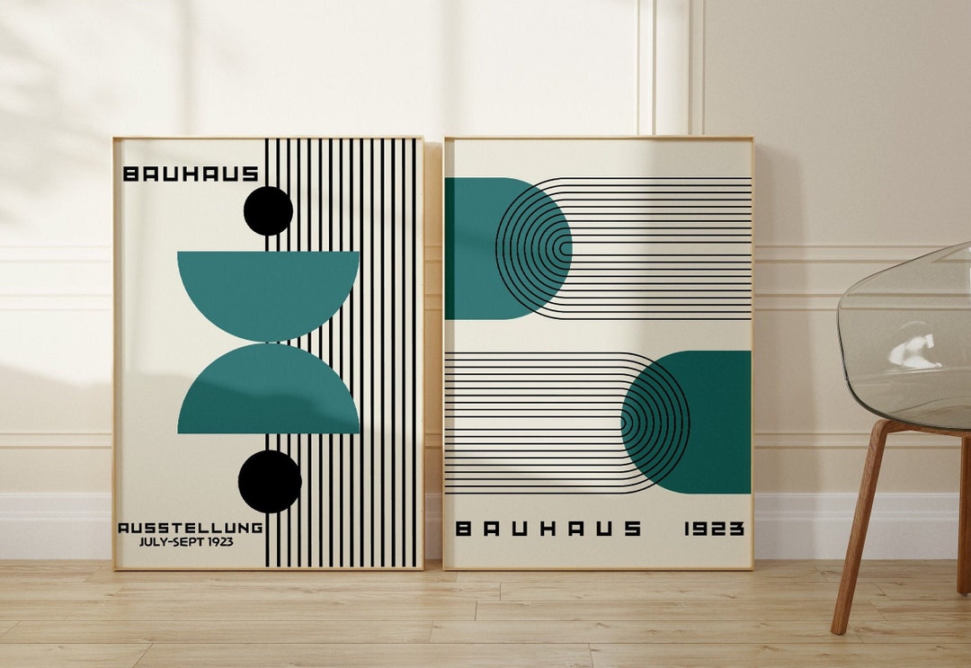 Bauhaus Printable Poster Set of 2 Mid Century Modern Print Set Digital ...