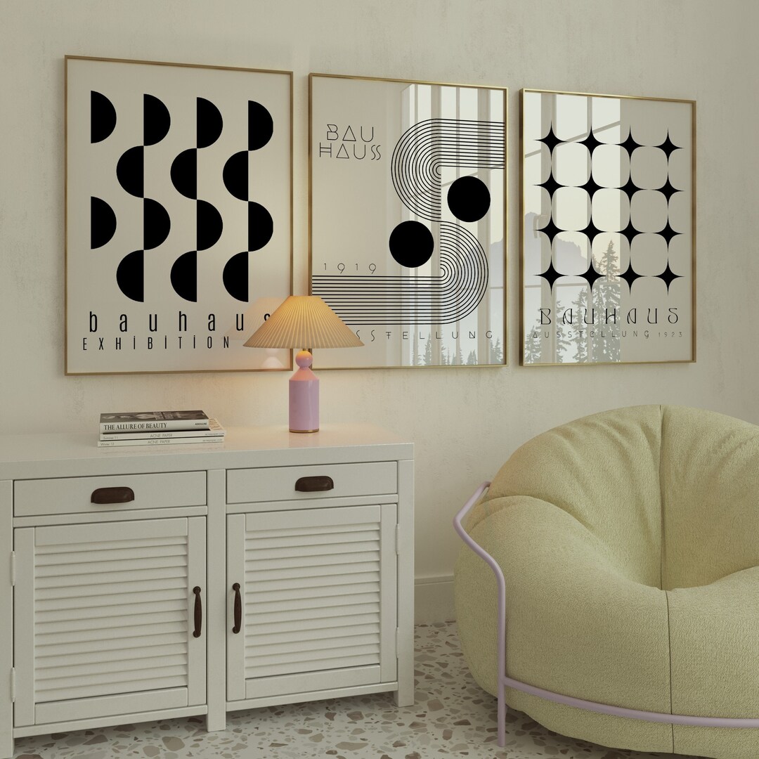 Bauhaus Set of 3 - Bauhaus Wall Art Printable - Geometric Art - Bauhaus ...
