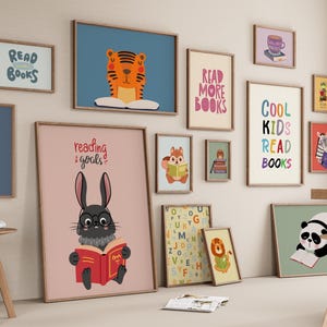 Kids Room Wall Art  Book Lover Wall art Set of 30, Playroom Decor Toddler Room Prints, Colorful Nursery Gallery Wall Art, Eclectic Wall Art