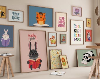 Kids Room Wall Art Prints: Book Lover Nursery Decor (Digital Download)
