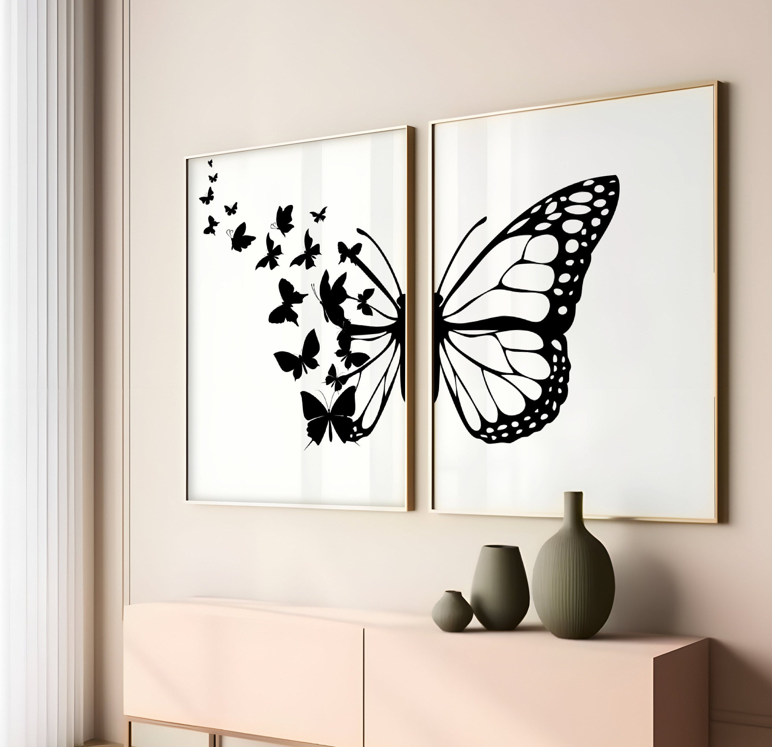 ♡ Butterfly Printable Wall Art Set of 2- Black and White